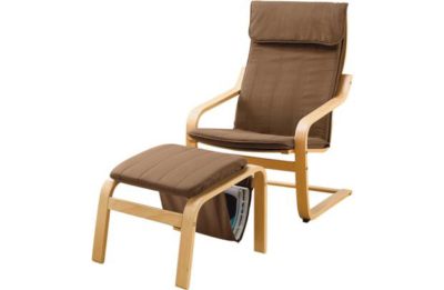 HOME Bentwood Fabric Chair and Footstool - Chocolate.